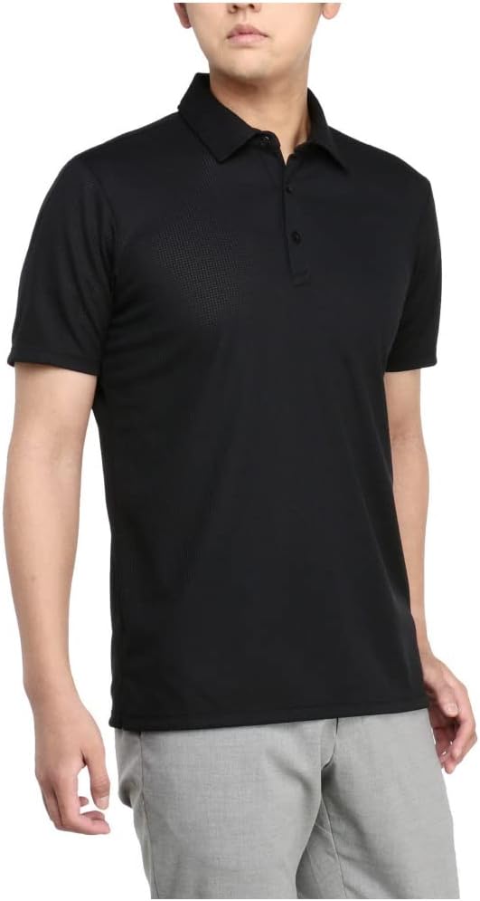 

Мужская рубашка Mizuno E2MAA017 Dry Aeroflow с коротким рукавом и воротником-стойкой, впитывающая пот, быстросохнущая, экологичная, с коротким рукавом, черный