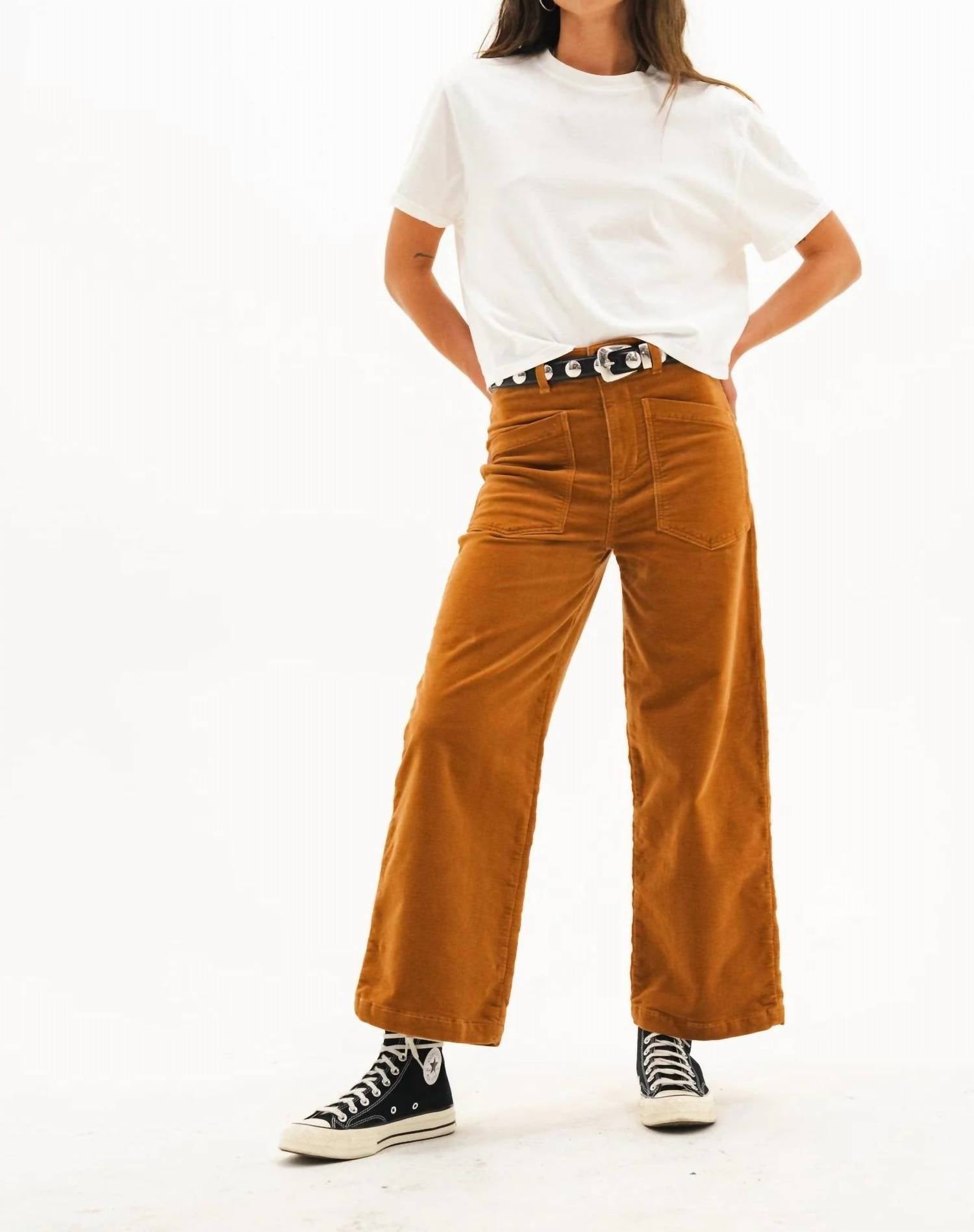 

Брюки Virginia High Rise Wide Leg Cord Pant в карамельном цвете ASKK NY, caramel