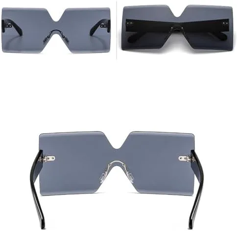 

Женские солнцезащитные очки без оправы, цельные, большого размера, с защитой от УФ-излучения UV400, модные очки для женщин, бежевые, желтые, цельные MTZJH, One Color