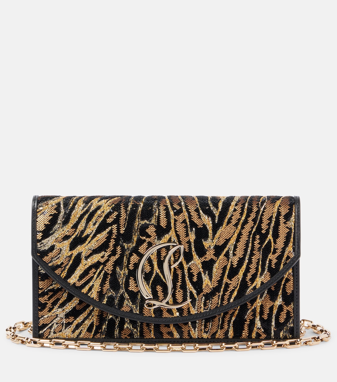

Клатч Loubi54 из креп-сатина с леопардовым принтом Christian Louboutin, Black/Multi/Gold