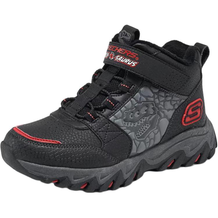 Skechers Kids Детские кроссовки для мальчиков, противоскользящие, износостойкие, средней высоты, цвет черный, красный — фото 2