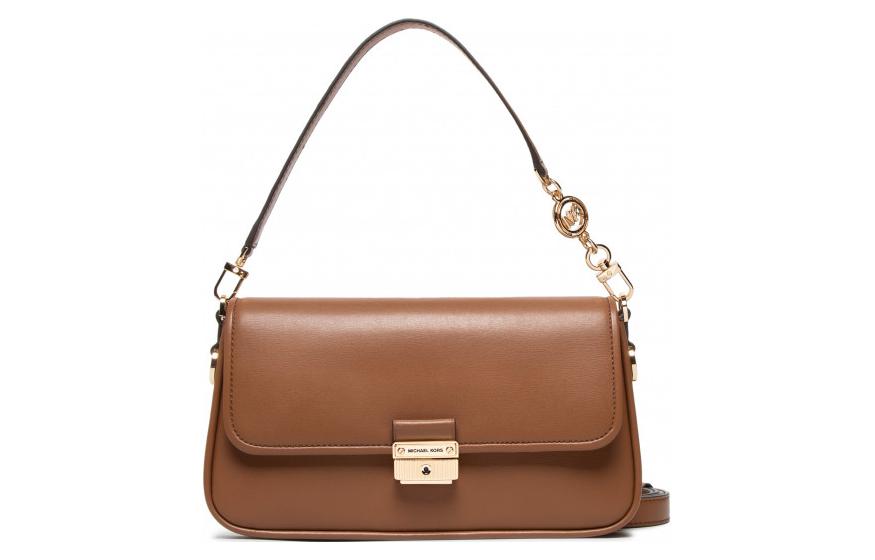 

MICHAEL KORS Брэдшоу кожаная сумка через плечо из коровьей кожи сумка-багет карамельно-коричневая женская