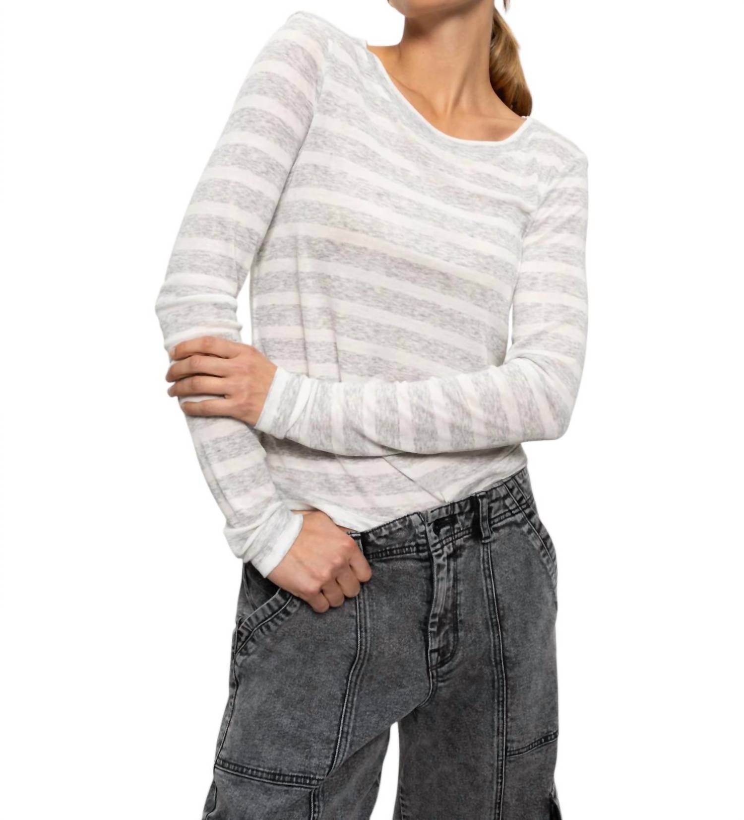 

Футболка Femme Crew Stripe в цвете Dewey Grey/Chalk Stripe Sanctuary