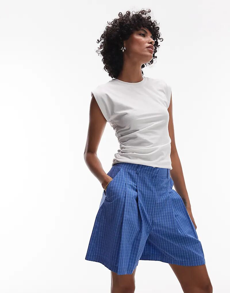 

Удлиненные клетчатые шорты Topshop синего цвета — часть комплекта