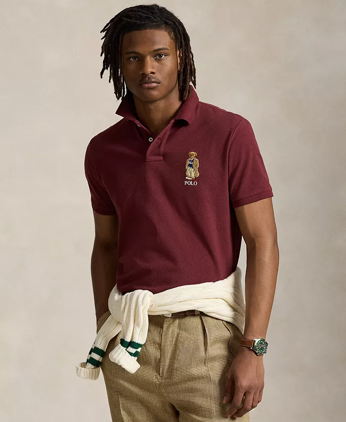 

Мужская поло Bear Mesh с индивидуальным кроем Slim Fit Polo Ralph Lauren, красный
