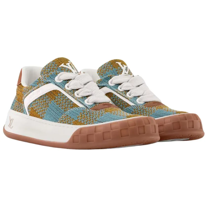 LOUIS VUITTON Кроссовки для скейтбординга Tilted Canvas Low Top мужские, морской синий — фото 4