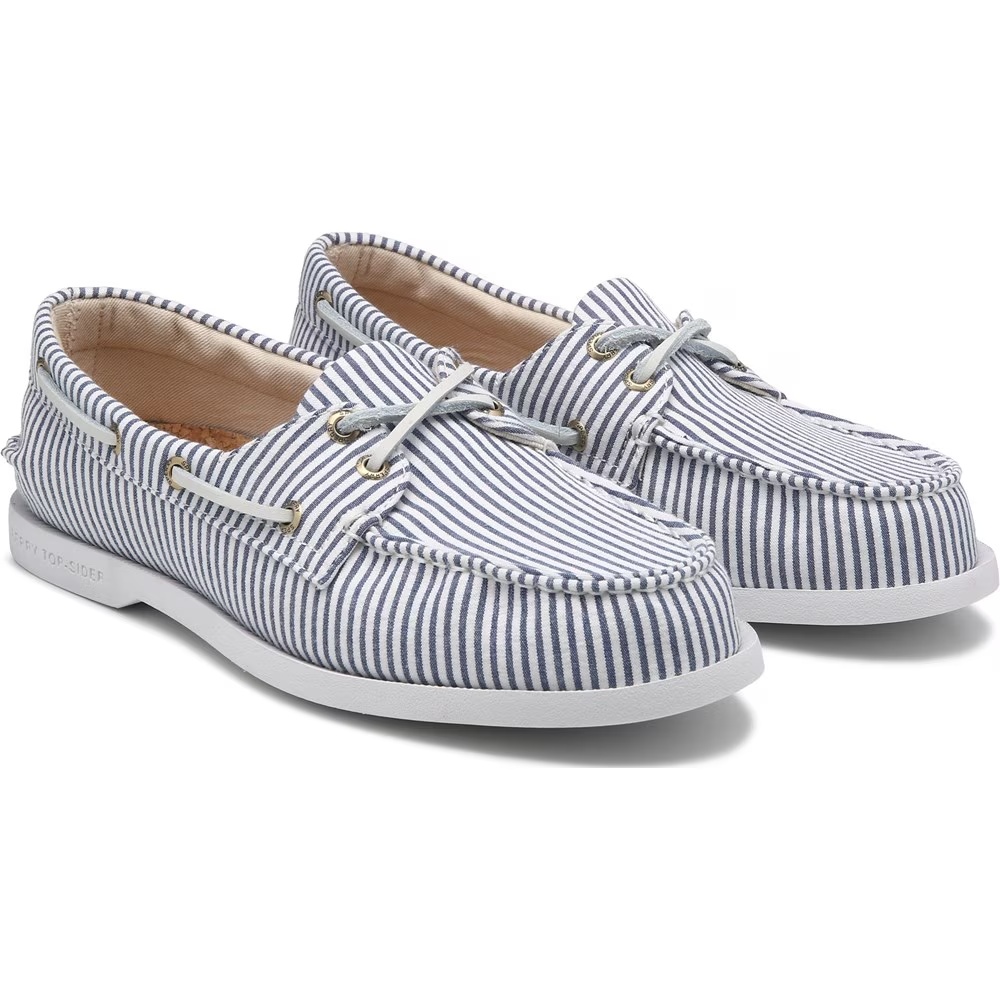 Оригинальные легкие ботинки для лодки с двумя отверстиями для шнурков Sperry, navy/white stripe canvas