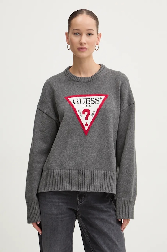 

Хлопковый свитер Guess Jeans, серый