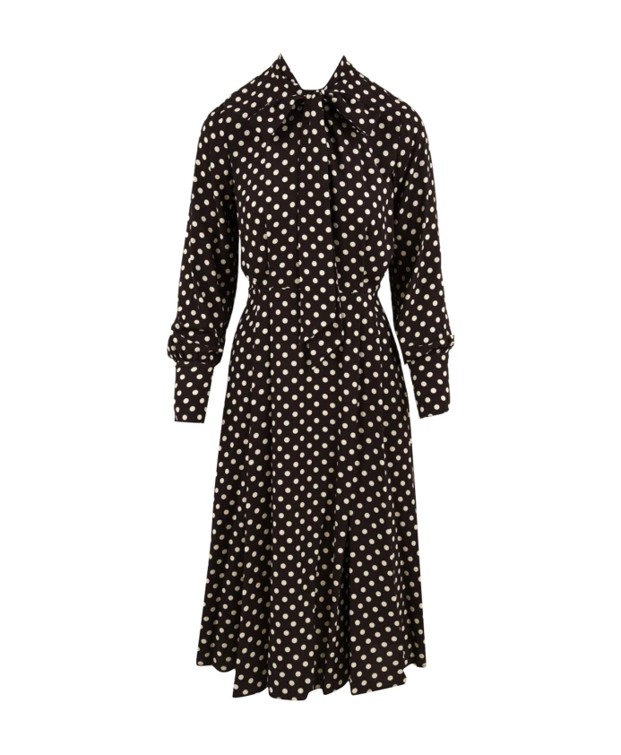 

Длинное платье в грузинском стиле с рукавами и бантом на шее. Mar De Margaritas, коричневый