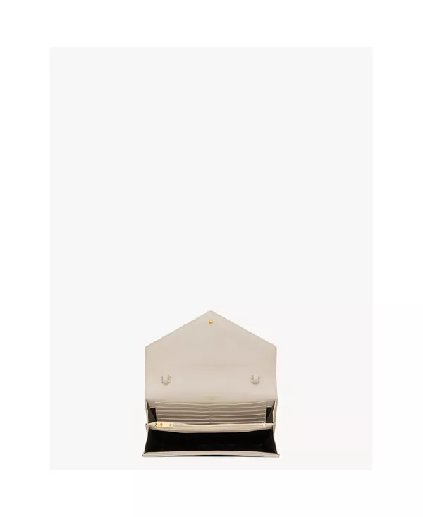 Кошелек Cassandre matelasse из кожи ягненка с цепочкой Saint Laurent, белый — фото 3