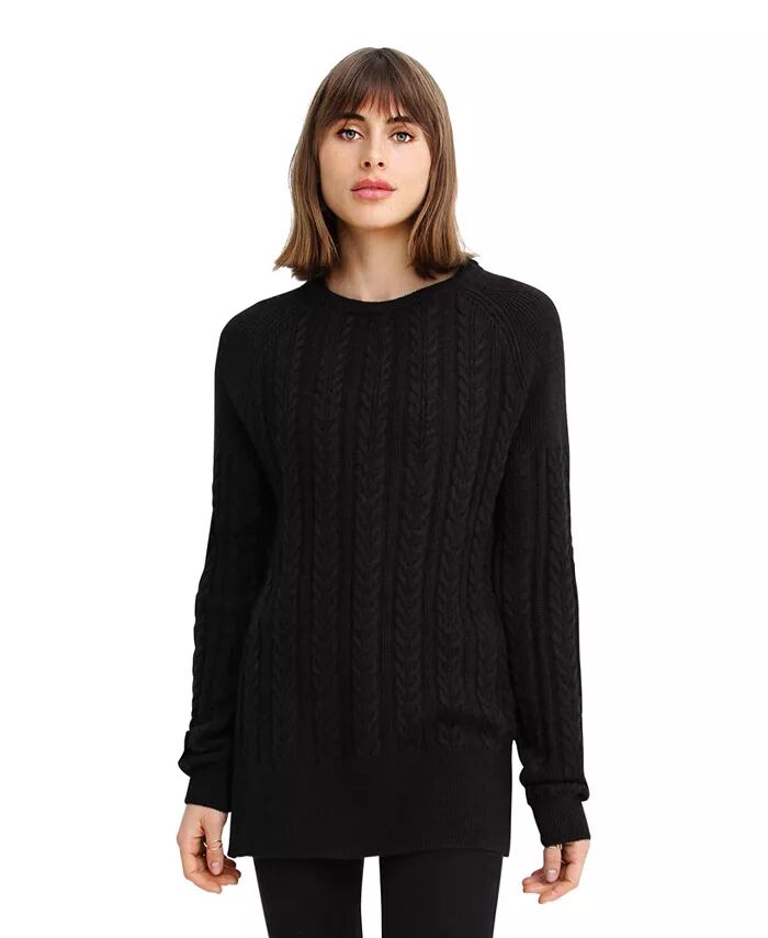 

Женский джемпер At Last Cable Knit с разрезом Belle & Bloom, черный