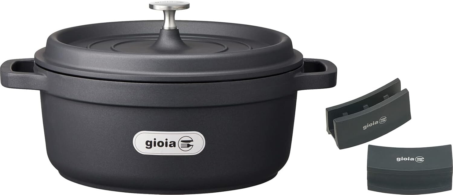 

Двуручная кастрюля Mannen Gioia XC-24BK-H, 9,4 дюйма (24 см), совместима с индукционной индукцией, включает крышку ручки, крышку, рагу, карри, стильный, черный, Black (Black 19-3911Tcx)