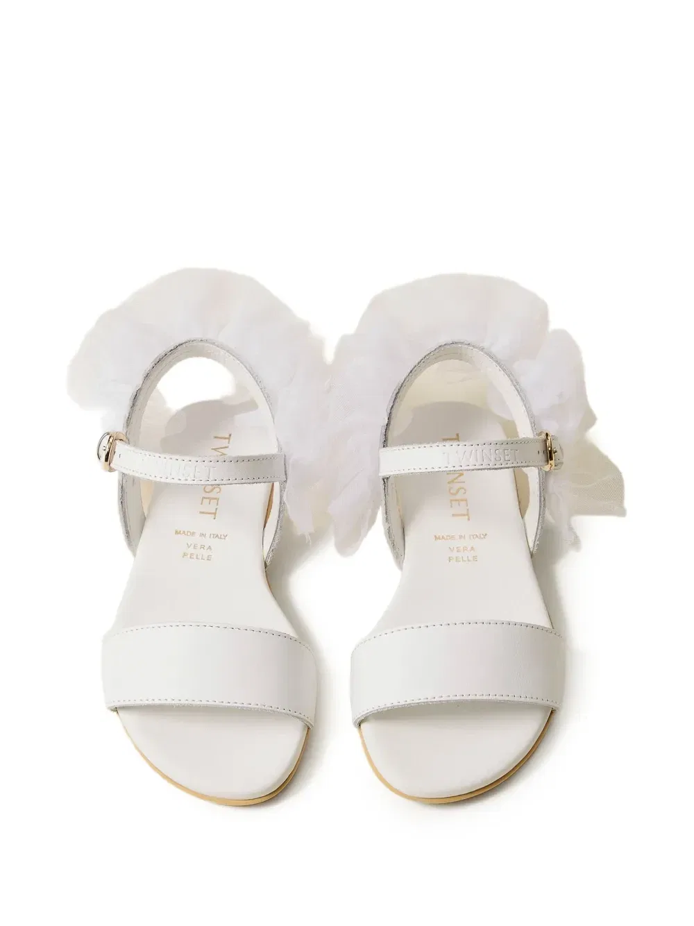 Босоножки с декором из тюля и пряжкой Twinset Kids, белый — фото 3
