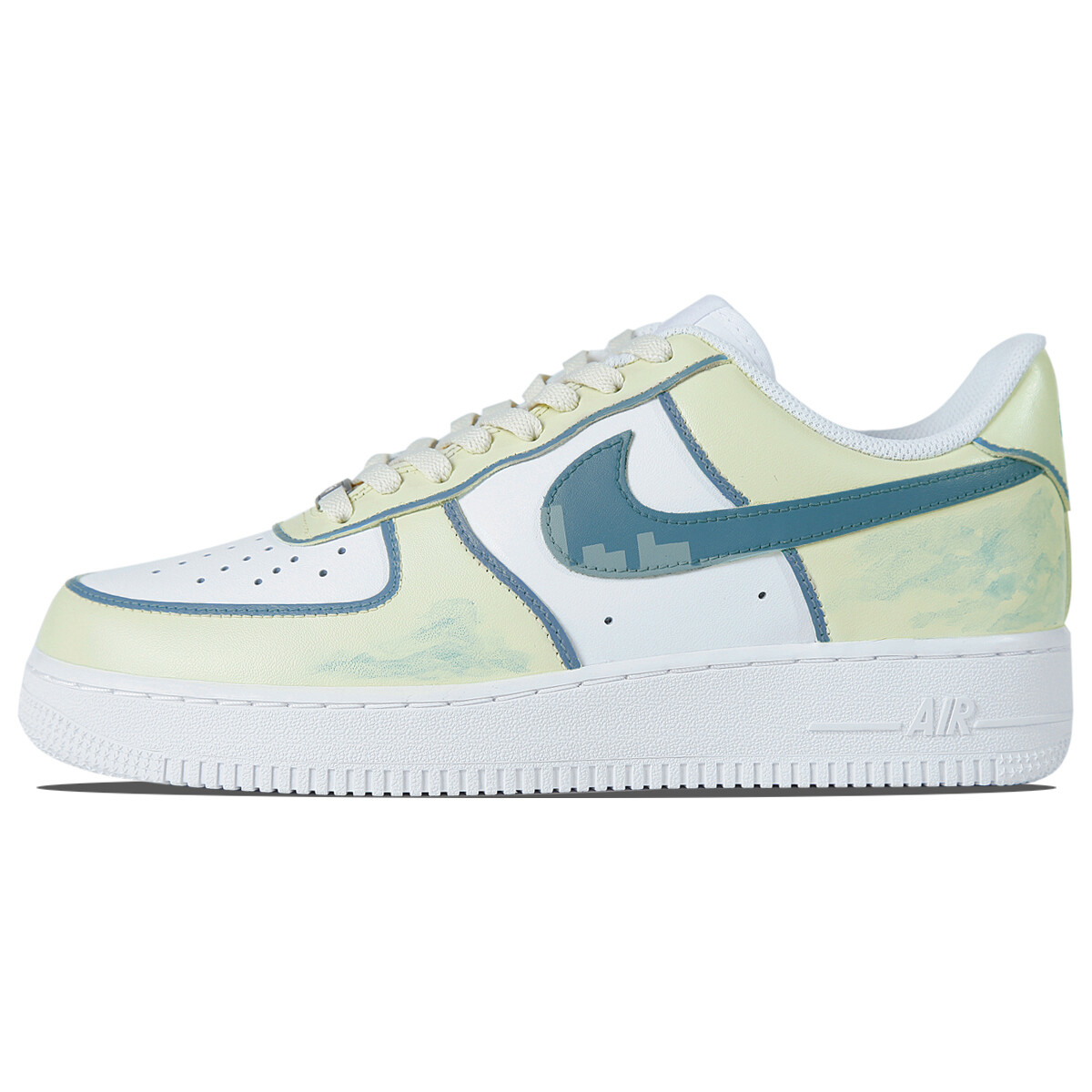

Кроссовки для скейтбординга Air Force 1 женские, низкие, желтый/синий Nike