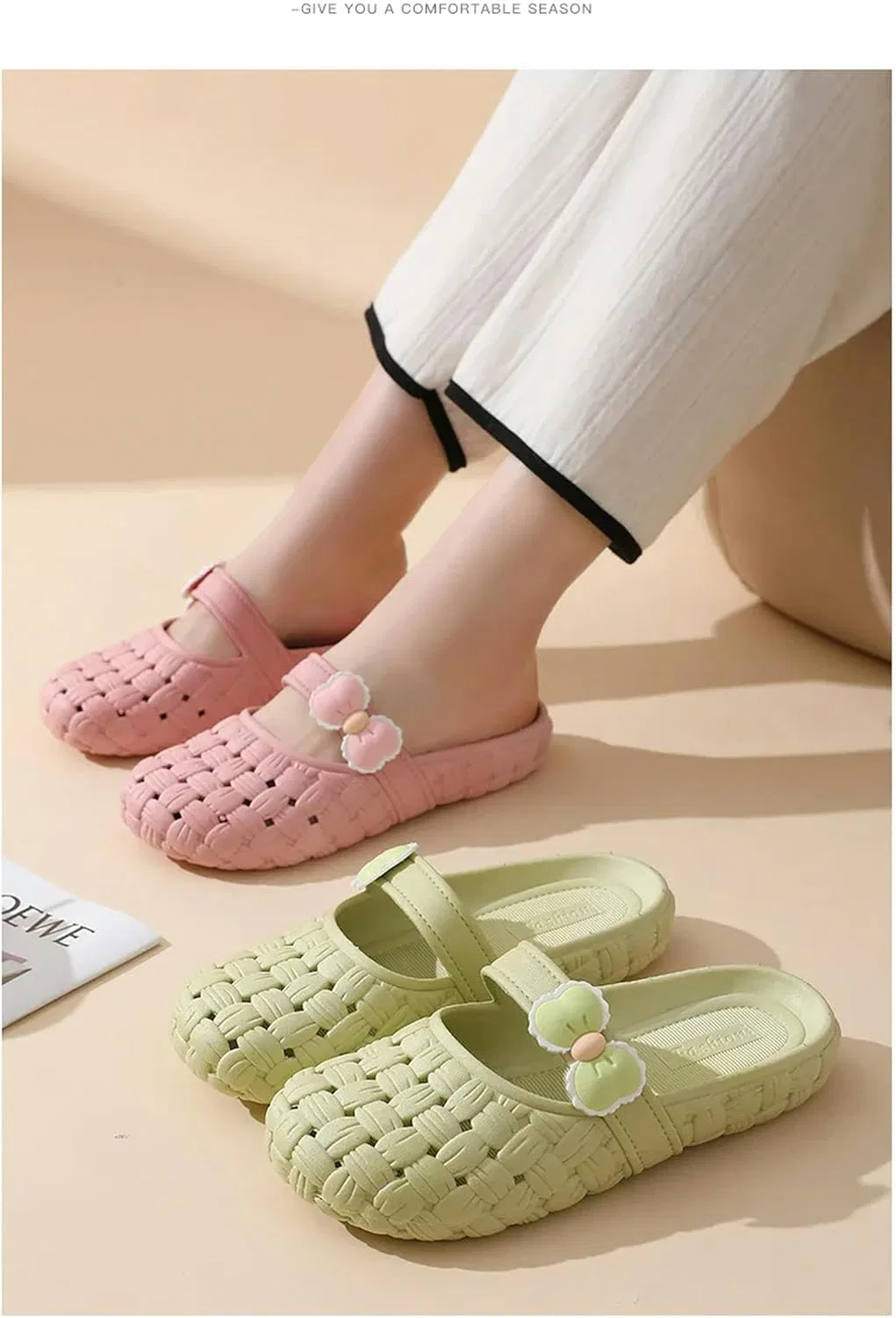 Женские тапочки Cave Shoes, универсальная повязка на голову для ношения дома и на улице, нескользящая и износостойкая AlHECE, Orange Red — фото 3