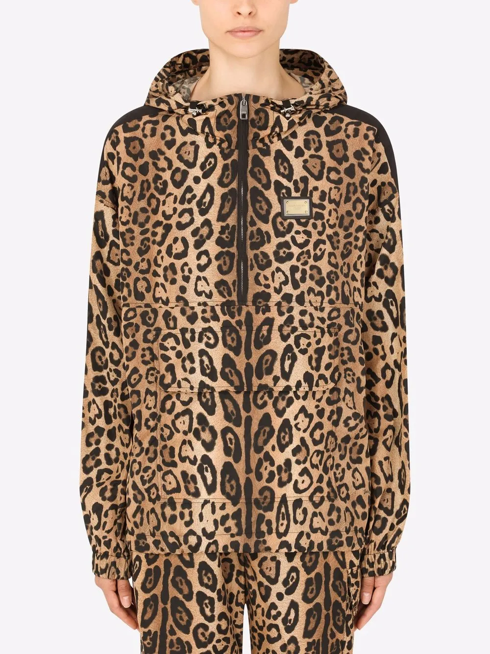 Толстовка с капюшоном и леопардовым принтом DOLCE & GABBANA, коричневый — фото 3