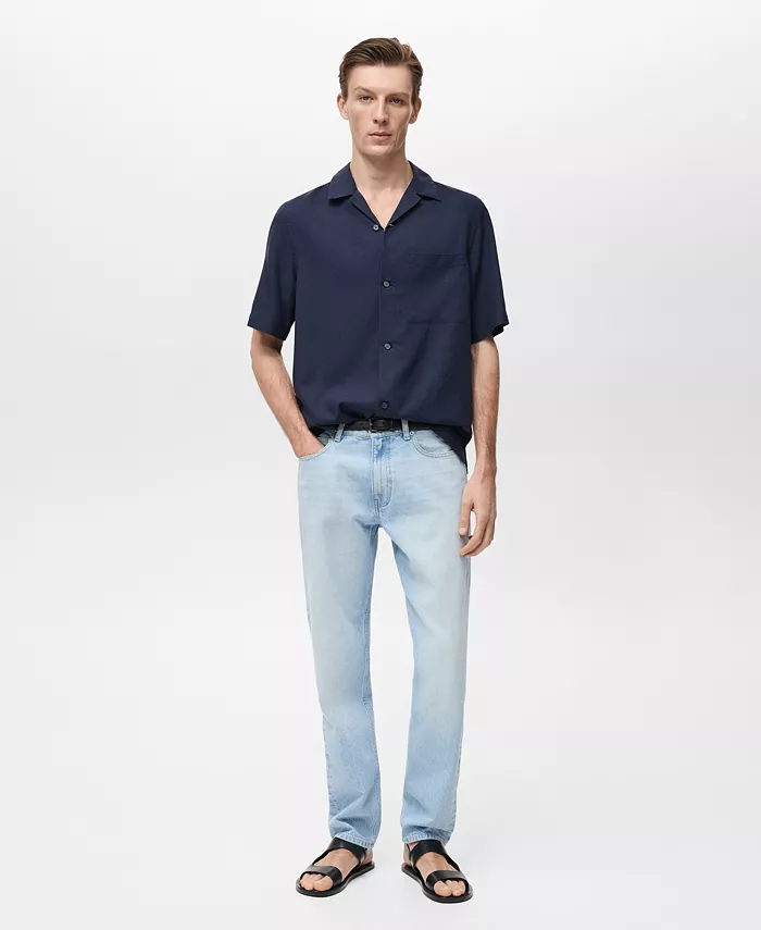 

Мужская рубашка из лиоцелла с карманами MANGO, синий