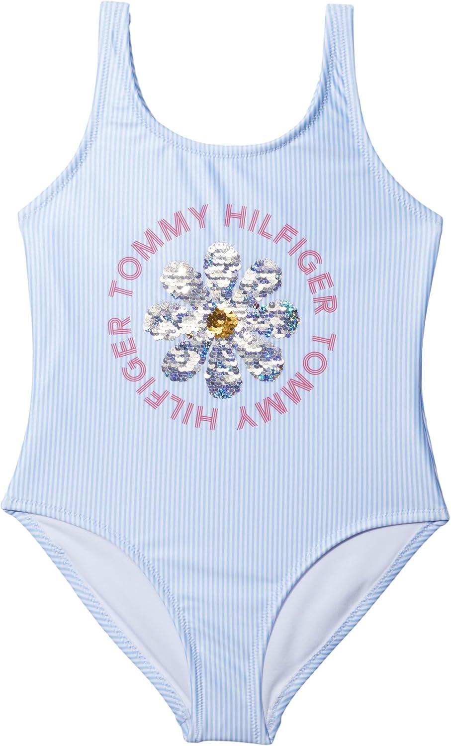

Слитный купальник Tommy Hilfiger Girl's Daisy Sequin (для детей старшего возраста), Blue Bell