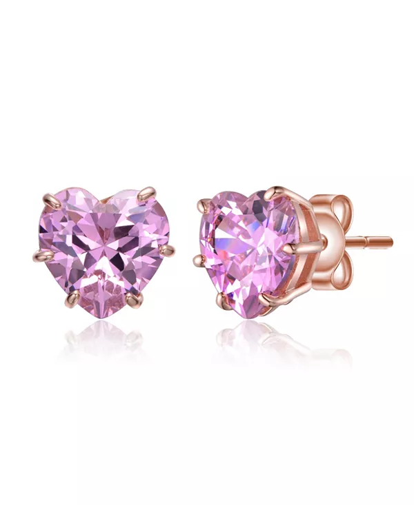 

Серьги-Гвоздики с цветными кубическими цирконами в форме сердца Rachel Glauber, pink