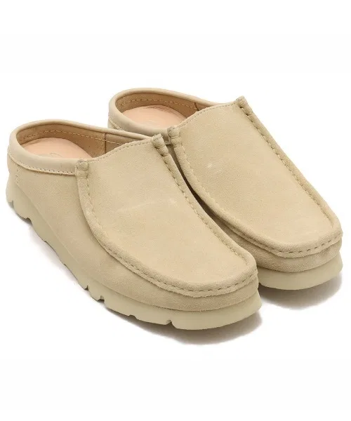 Кеды Clarks Wallabee Slip замша бежевый