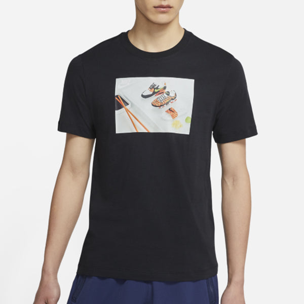 Футболка printing sports round neck short sleeve black Nike, черный — фото 3
