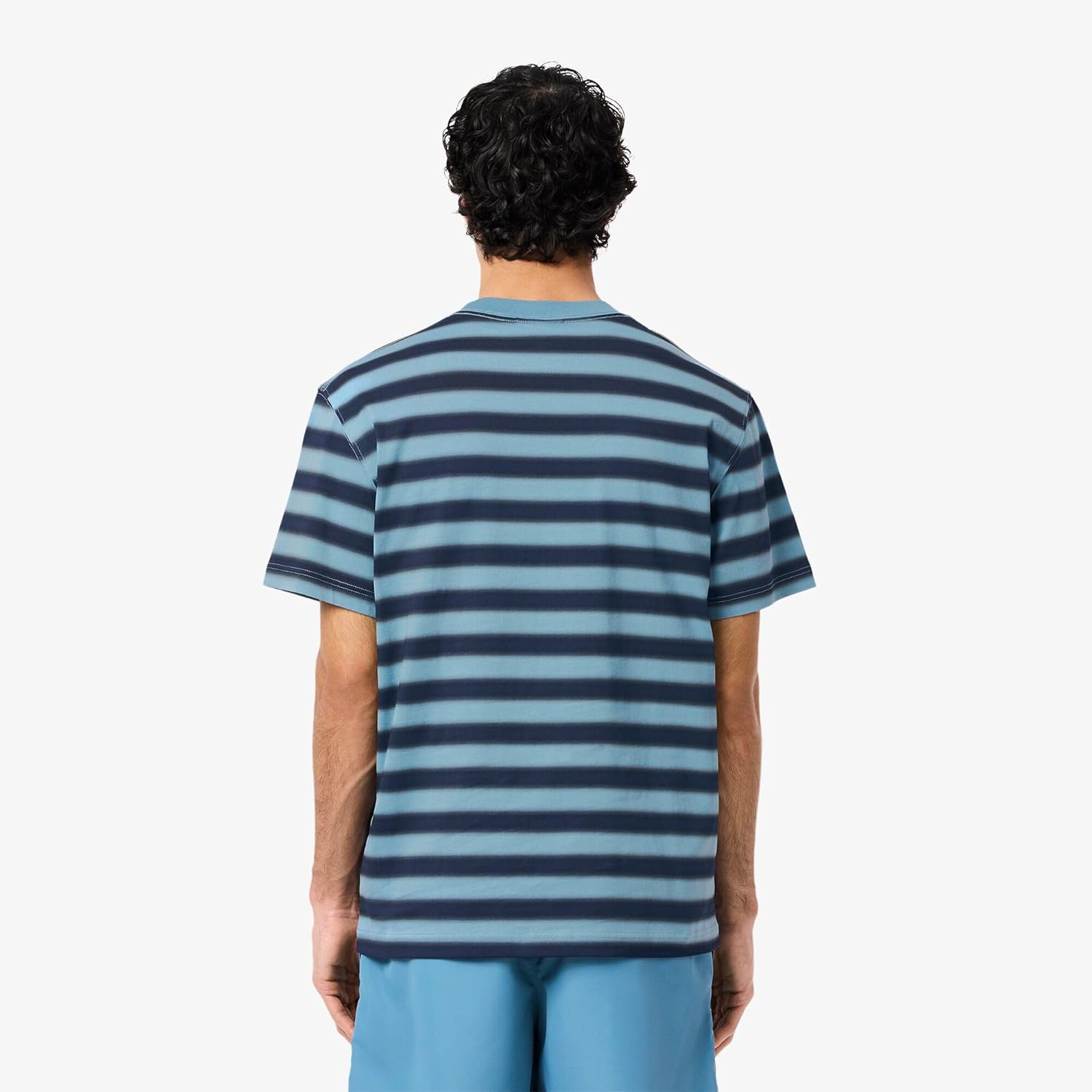 Мужская футболка LACOSTE в градиентную полоску, темно-синий — фото 2