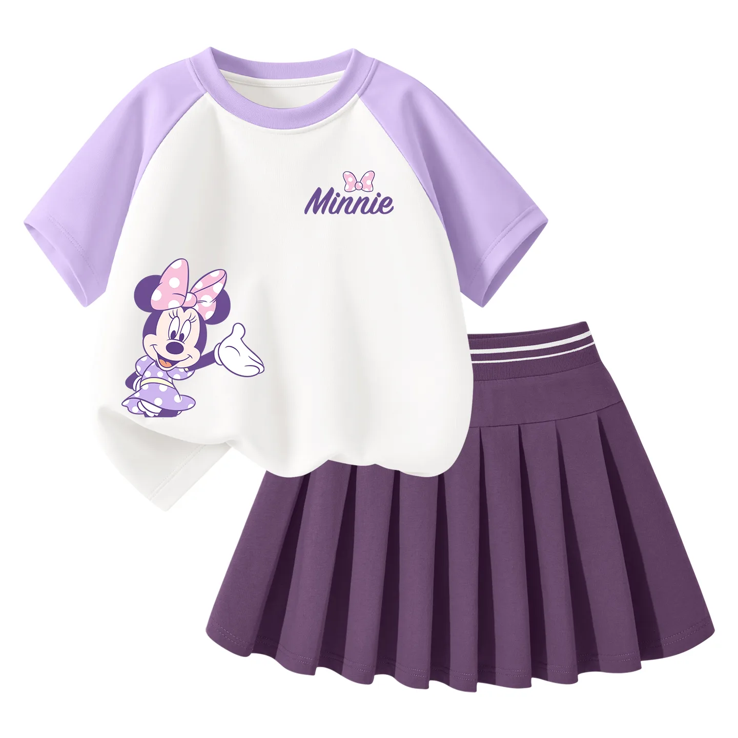 Детская спортивная футболка с круглым вырезом Disney, dior k фиолетовый белый+solid color белый — фото 3