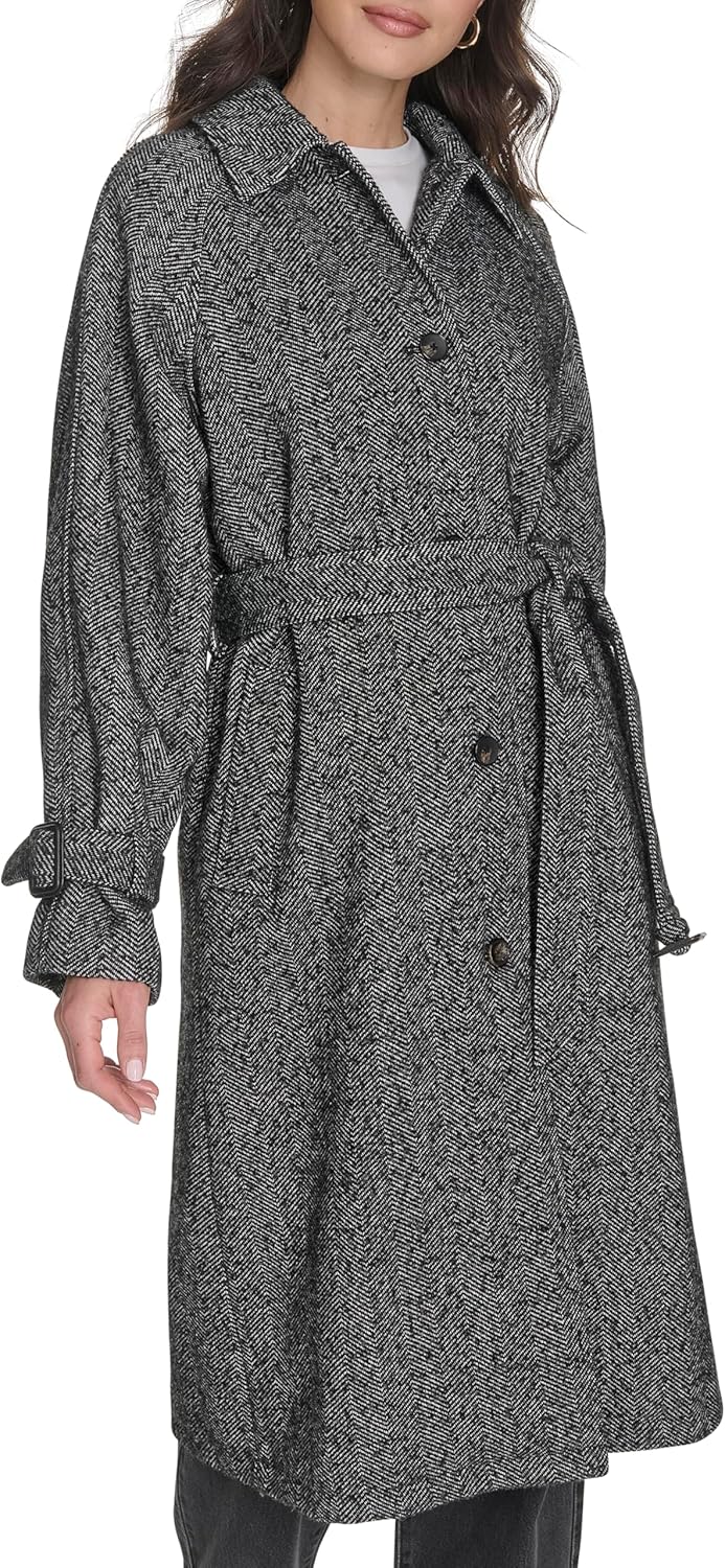 

Женское пальто-халат Levi's с поясом, Black/White Herringbone