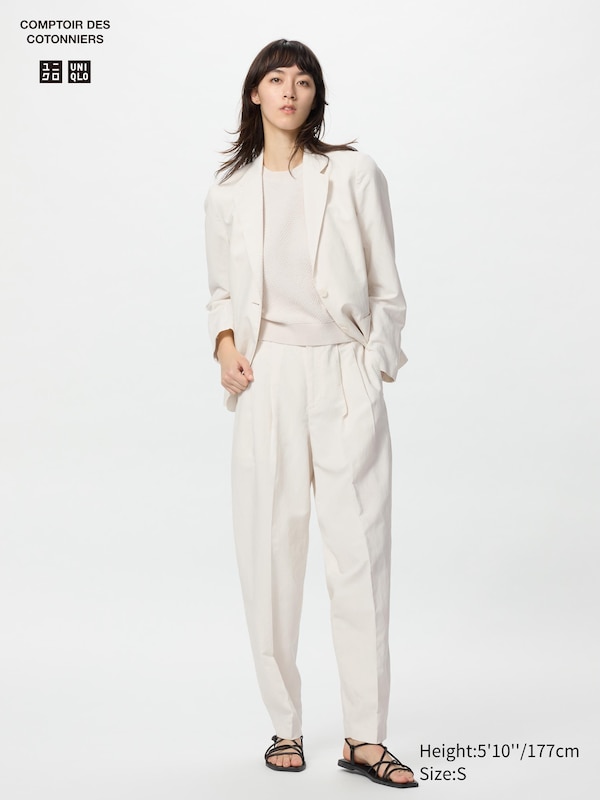 

Брюки-Бочонки из льняной смеси (длинные) Uniqlo, белый