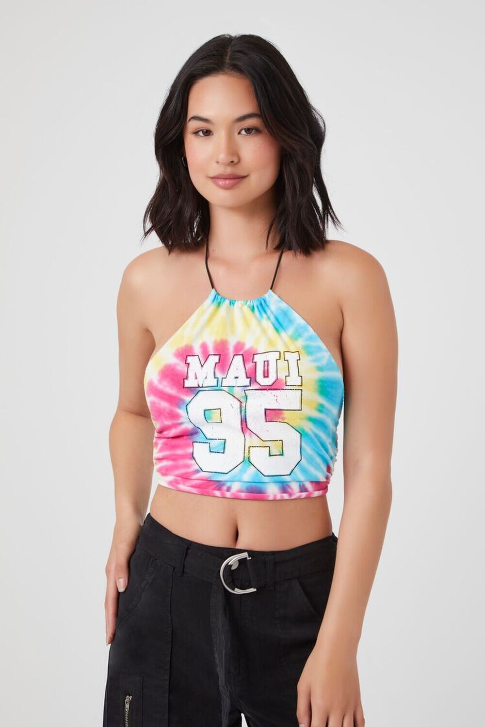 

Топ с бретелькой на бретельках с графическим рисунком Tie-Dye Maui 95 Forever 21, розовый