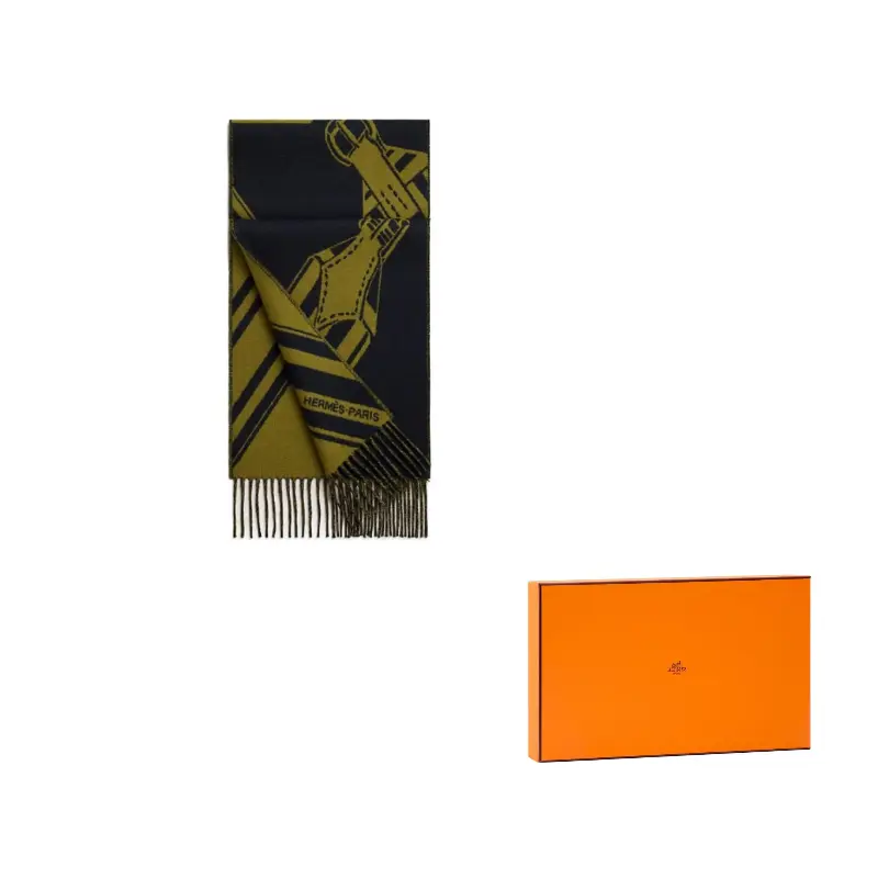 

Шерстяной шарф мужской Green/Marine Blue HERMES, зеленый/синий