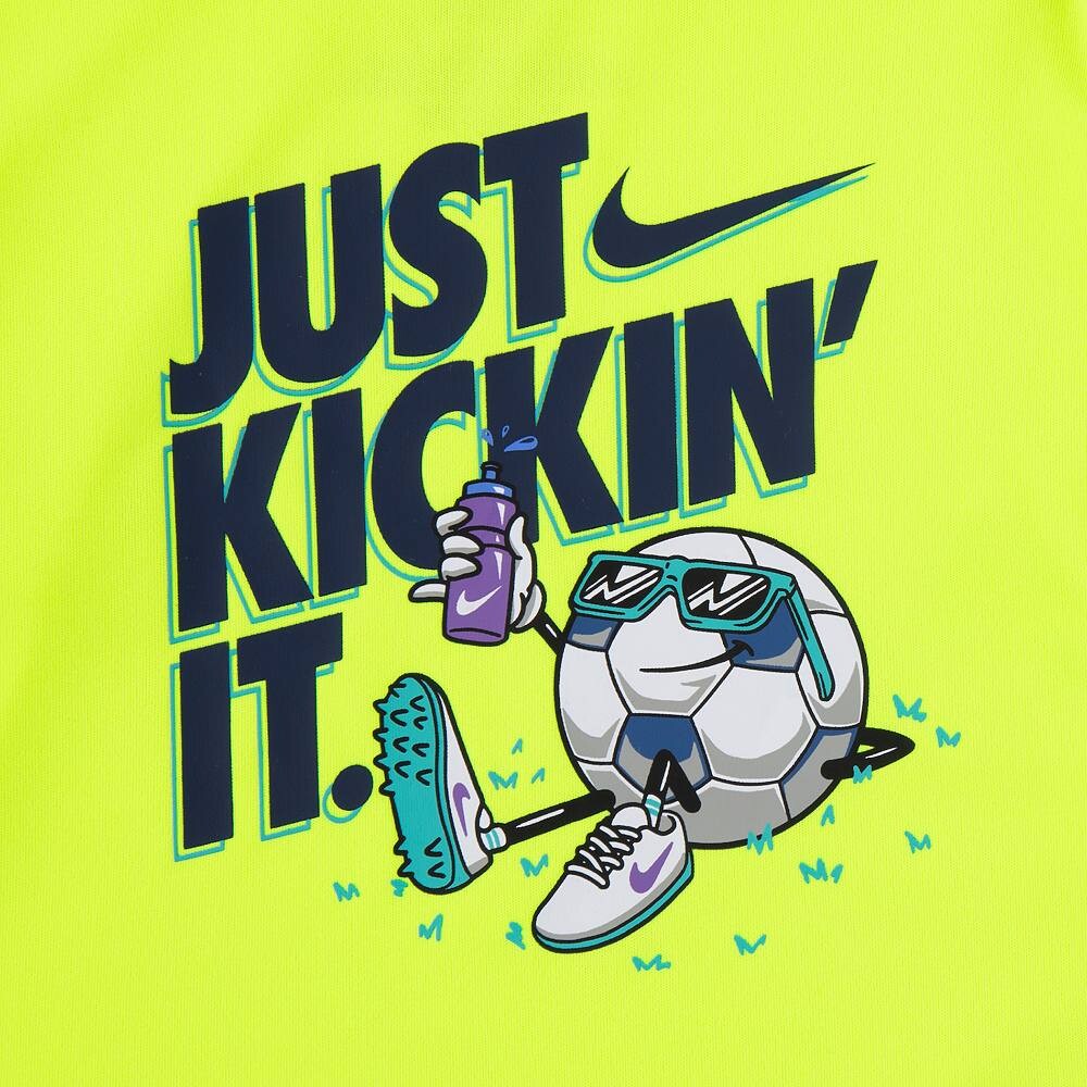 Футбольная футболка с длинными рукавами Nike Dri-FIT "Just Kickin' It" для мальчиков и девочек-подростков, цвет Volt Yellow — фото 3