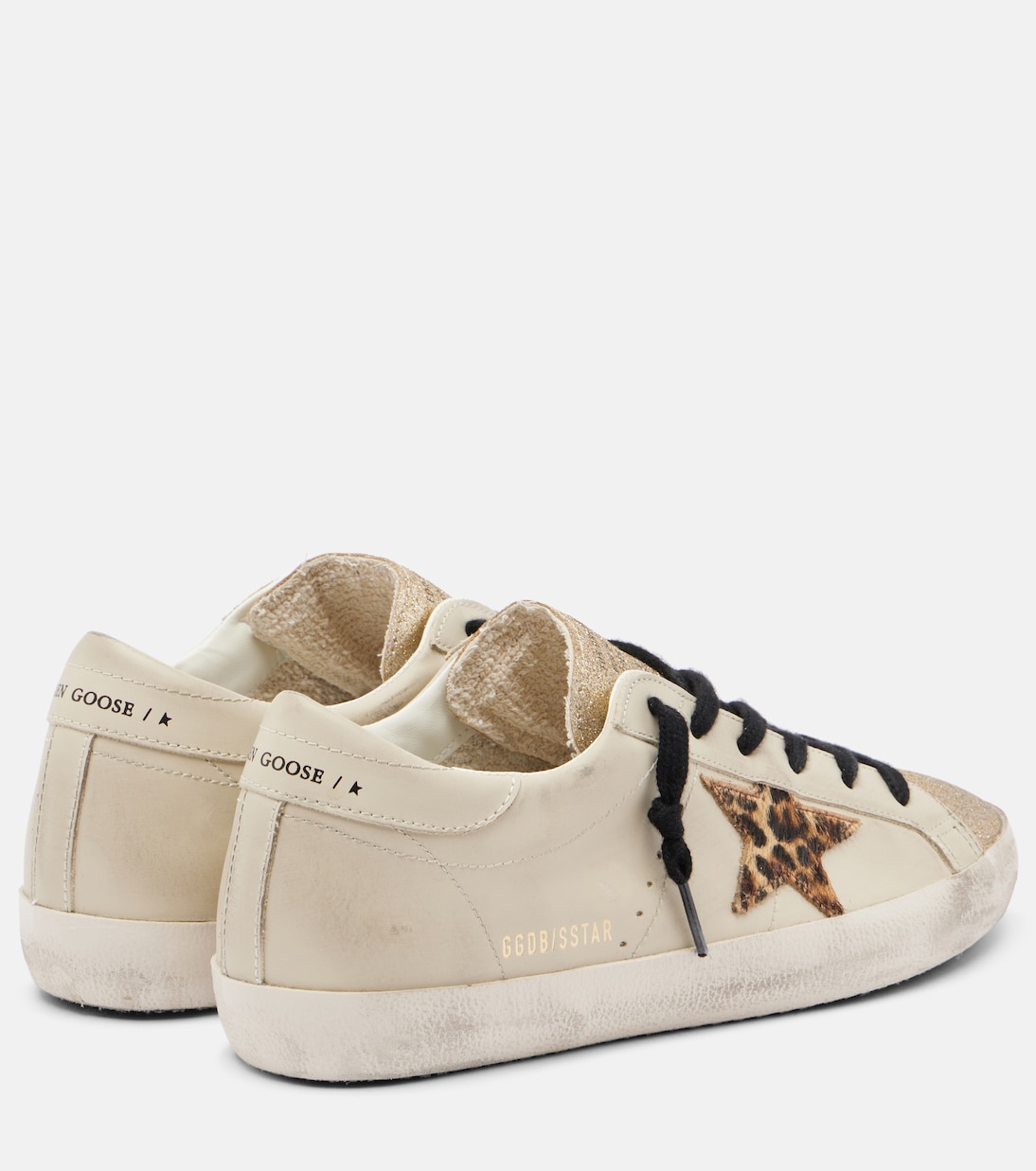 Супер Стар блестящие замшевые кроссовки Golden Goose, Light Beige/Dark Red — фото 2