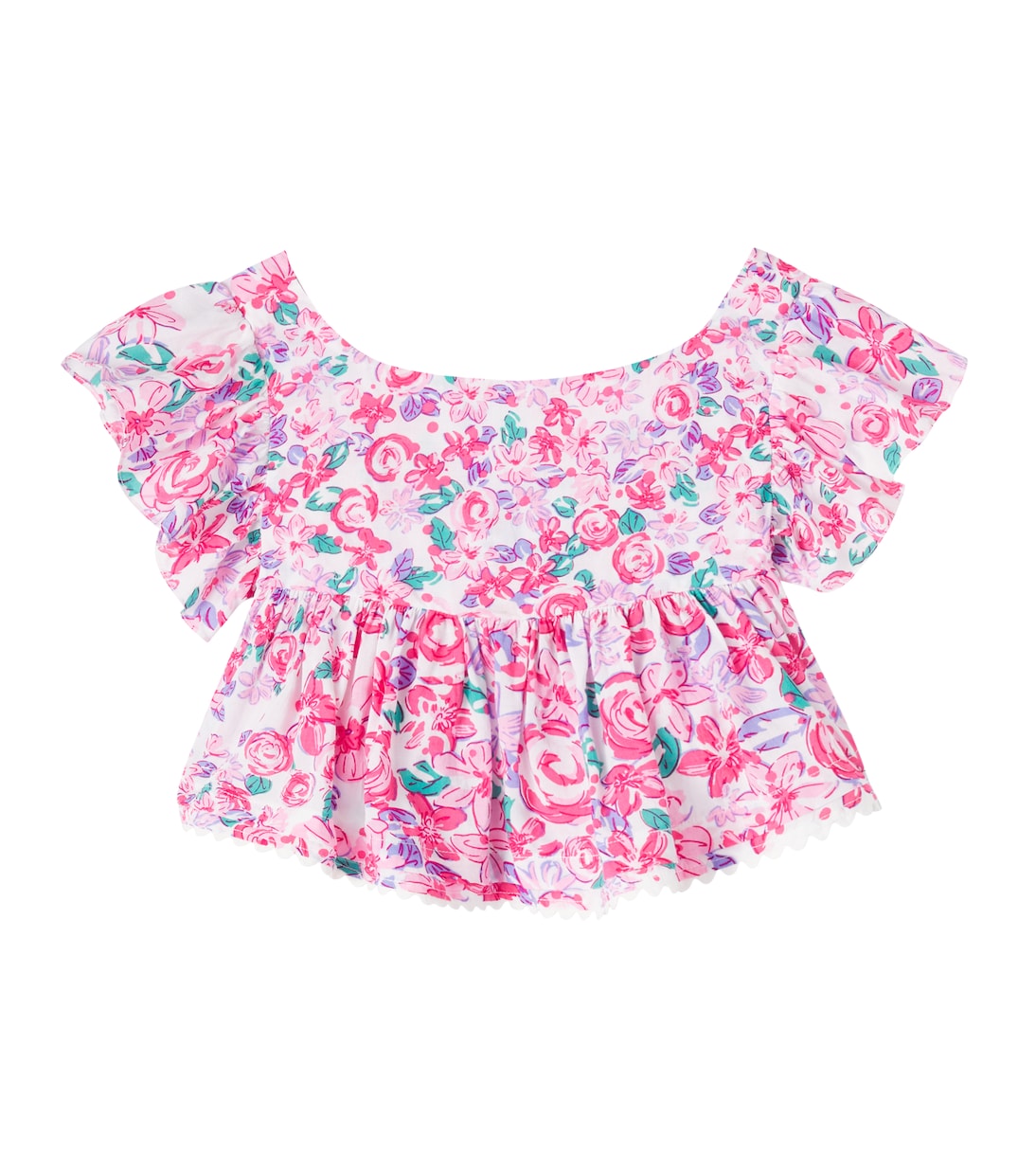 

Топ с цветочным принтом Cycas Poupette St Barth Kids, Pink Garden Rose