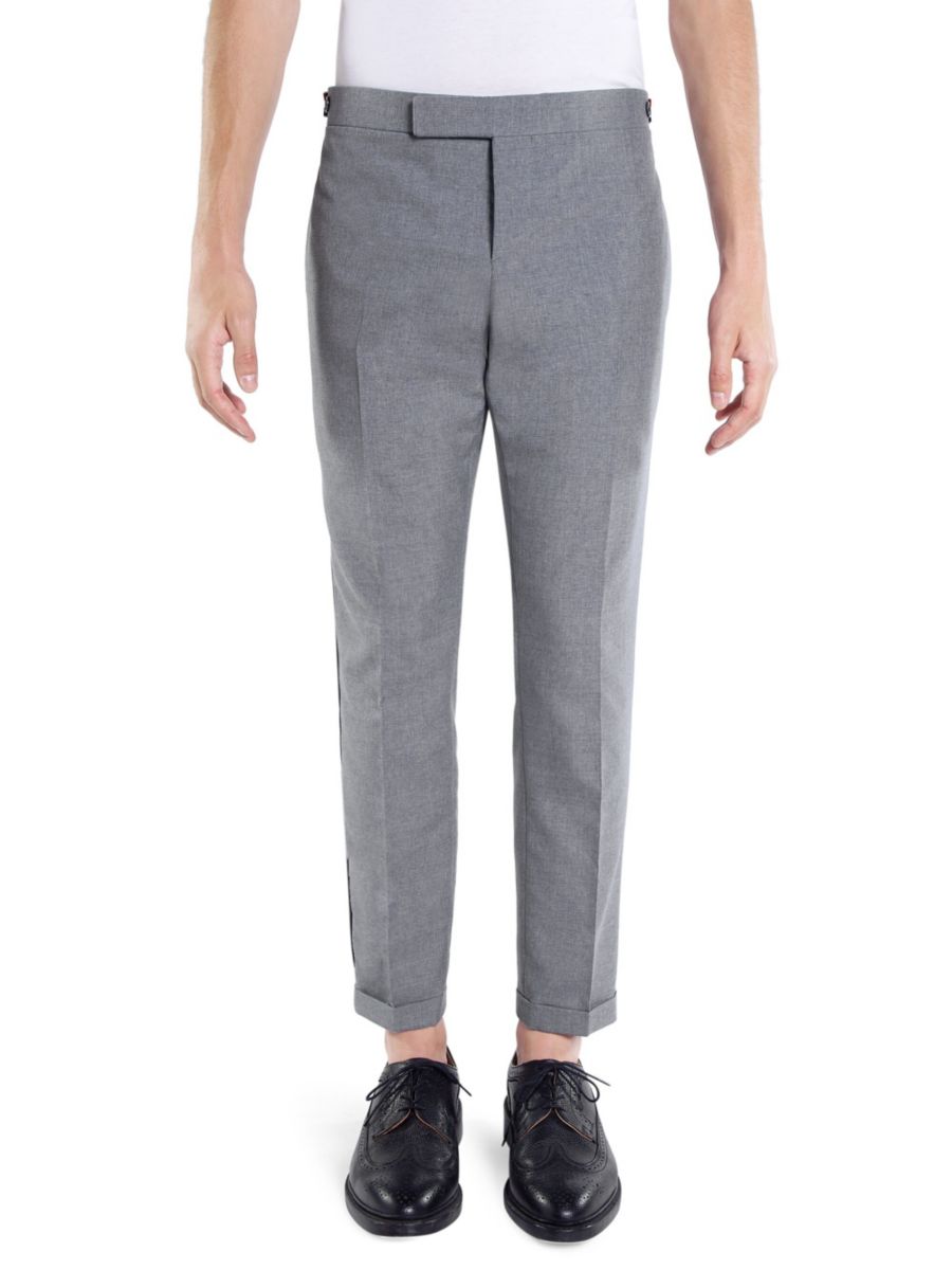 

Узкие брюки в полоску с низкой талией Thom Browne, цвет Med Grey