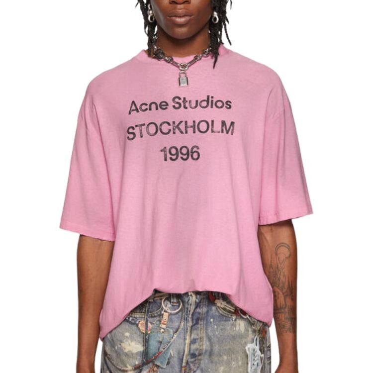 Футболка из коллекции осень/зима 2024 года унисекс розового цвета Acne Studios, розовый — фото 2
