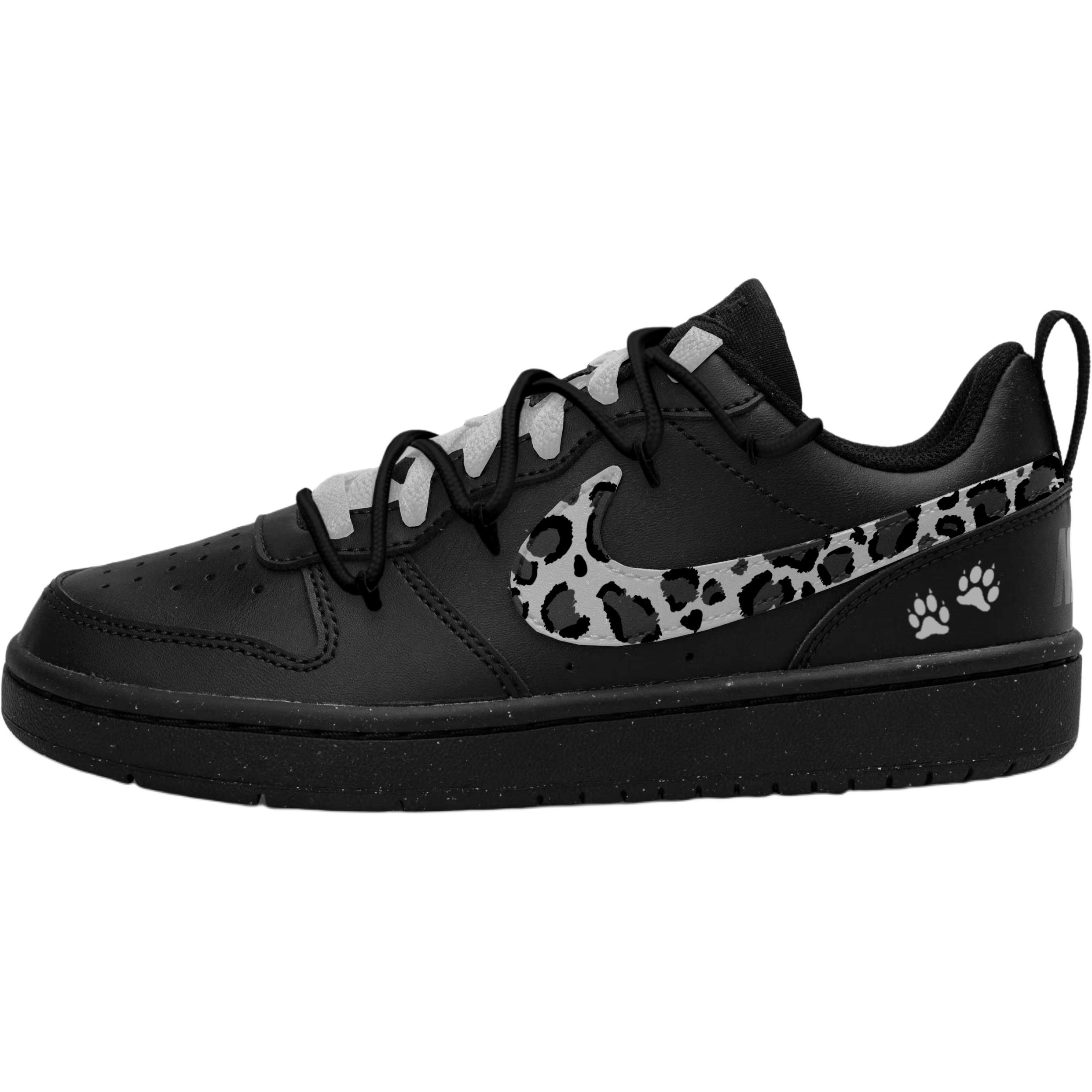 

Court Borough Leopard Print Deconstruction Low top детские скейтборд кроссовки для подростков Nike, черный/серый