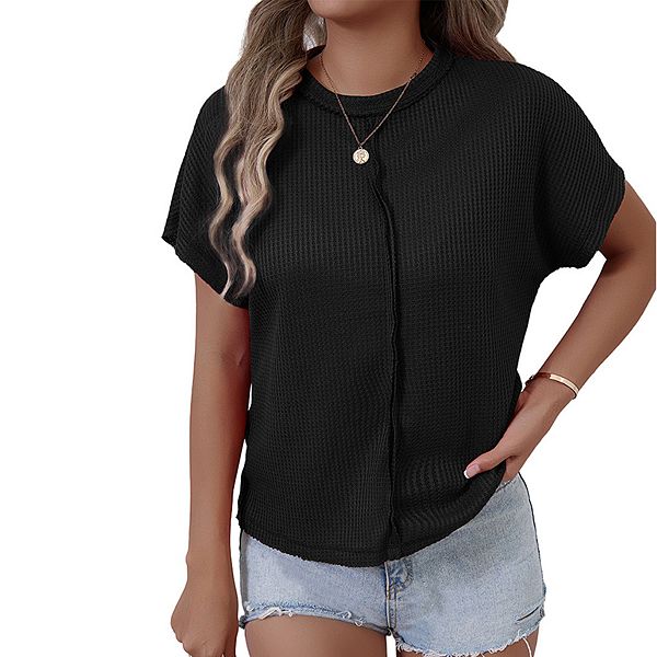 

Женская повседневная футболка с круглым вырезом и коротким рукавом Joyjoy, Black, Черный, Женская повседневная футболка с круглым вырезом и коротким рукавом Joyjoy, Black