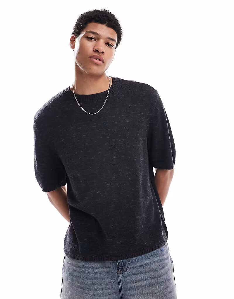 

Трикотажный топ Hollister с короткими рукавами черного цвета