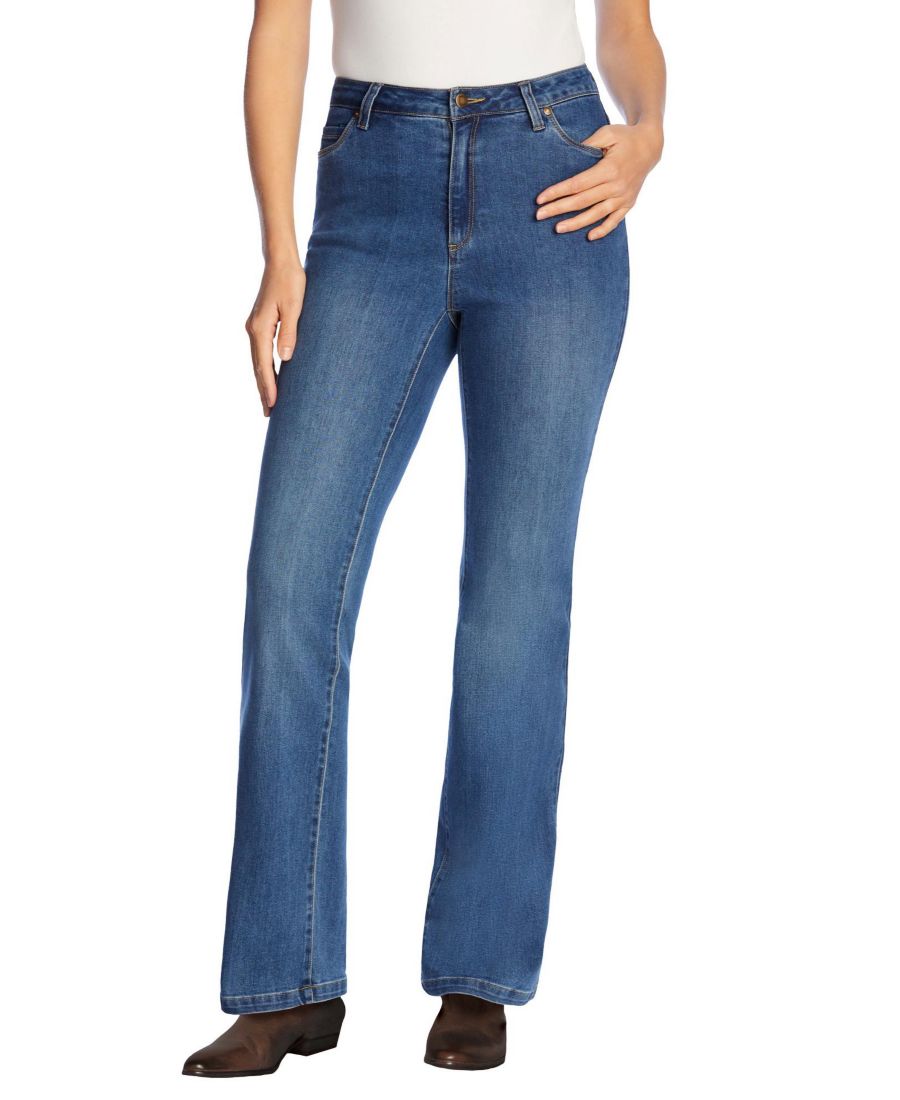 

Женские джинсы Within Tall Bootcut из эластичного комфортного денима с пятью карманами Woman Within, Medium stonewash sanded