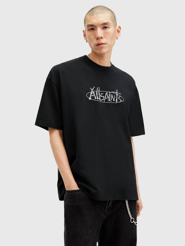 

Футболка с круглым вырезом на груди AllSaints, цвет Nearly Black