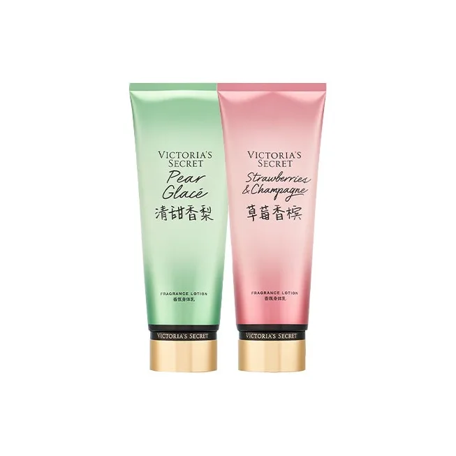 Victoria's Secret Лосьон для тела Love Whisper+Velvet Petal успокаивающий зуд, увлажняющий, ароматный 236мл+236мл, Sweet Pear Body Lotion 236ml + Strawberry Champagne Body Lotion 236ml