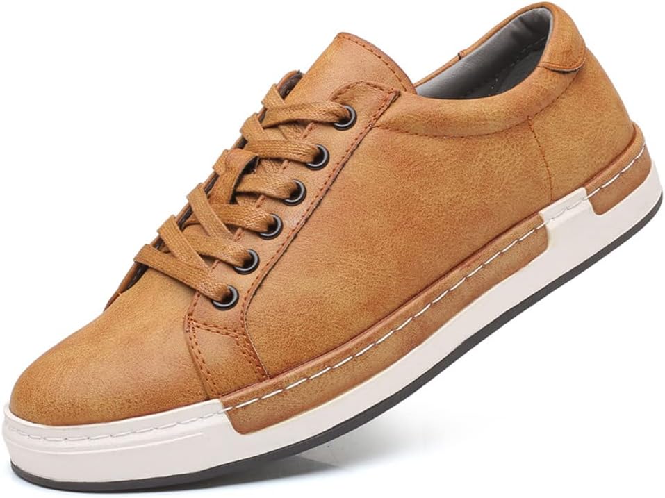 

Мужские классические кроссовки Santimon Mens, модные кожаные, спортивные с шнуровкой, оксфорды, эспрессо