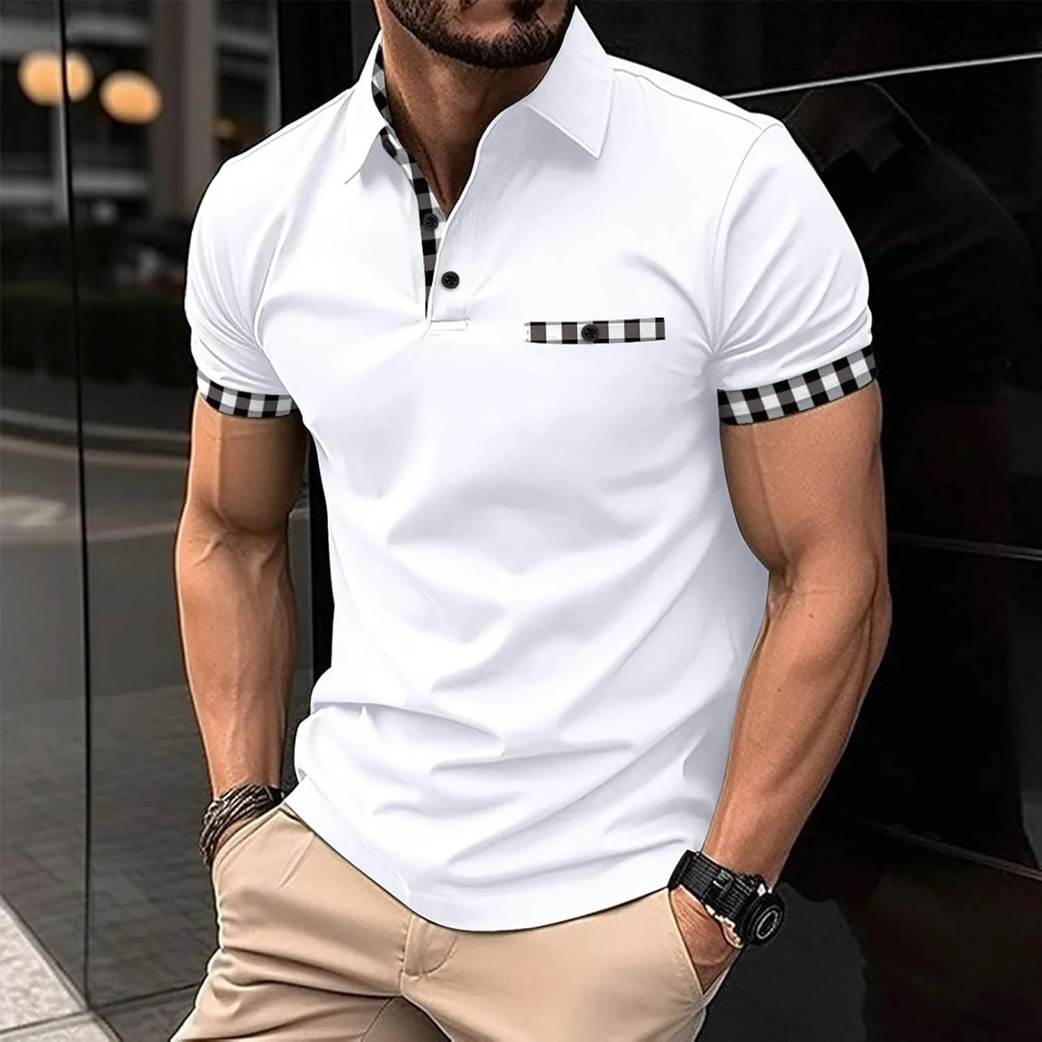 Мужская поло с коротким рукавом, классическая, Regular Fit — фото 2