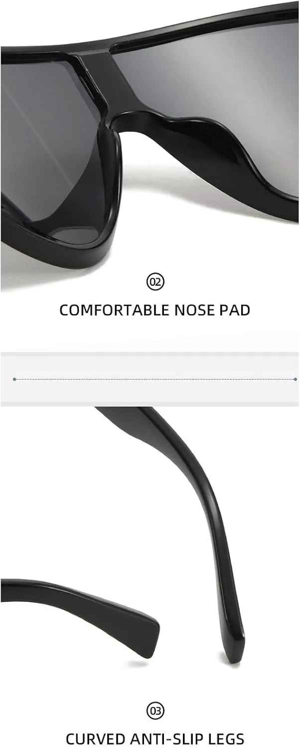 

Крупные цельные солнцезащитные очки для женщин и мужчин, модные винтажные очки-пилот с большой оправой, защита от УФ-излучения UV400, цвет N45 (черные) mincl, Black