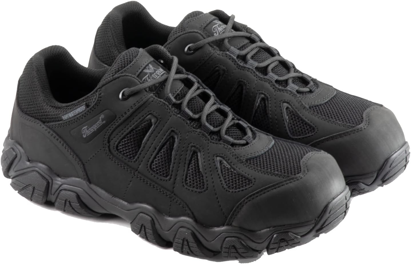 

Защитные кроссовки Thorogood Crosstrex с водонепроницаемой отделкой для мужчин - легкая высококачественная кожа и сетка с удобной стелькой и противоскользящей подошвой; соответствуют стандарту ASTM, черный/серый