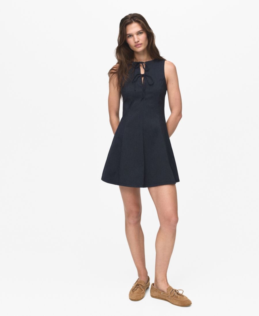 

Женское платье с бантами и эффектом джинсовой ткани MANGO, Blue