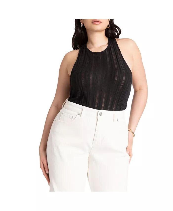 

Топ-борцовка больших размеров, связанный крючком с закручивающейся спинкой ELOQUII, черный