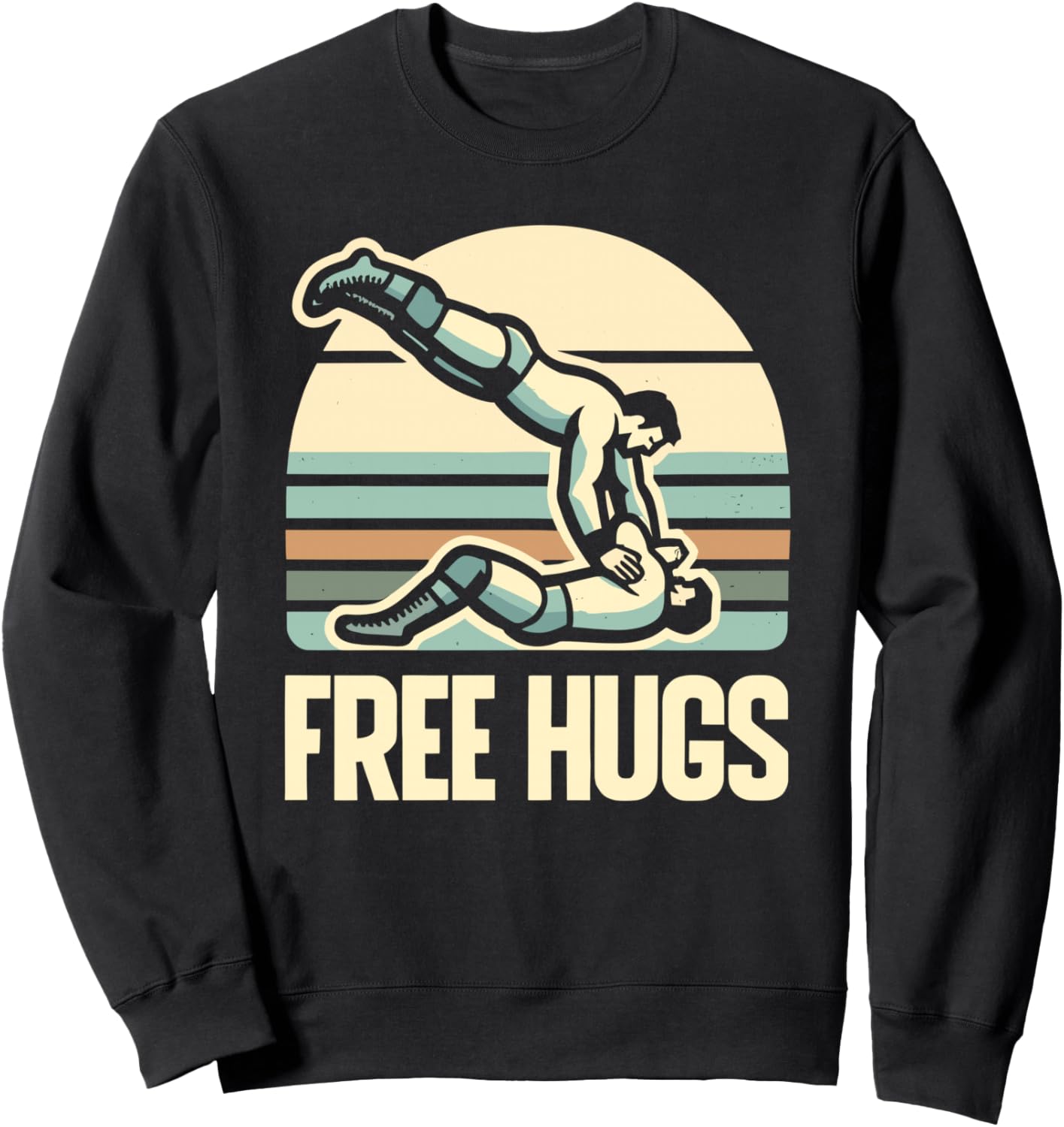 

Забавная винтажная толстовка с надписью «Бесплатные объятия» на тему борьбы и ММА Pro Wrestling Sport Sportsmanship Funny Wrestlers, черный