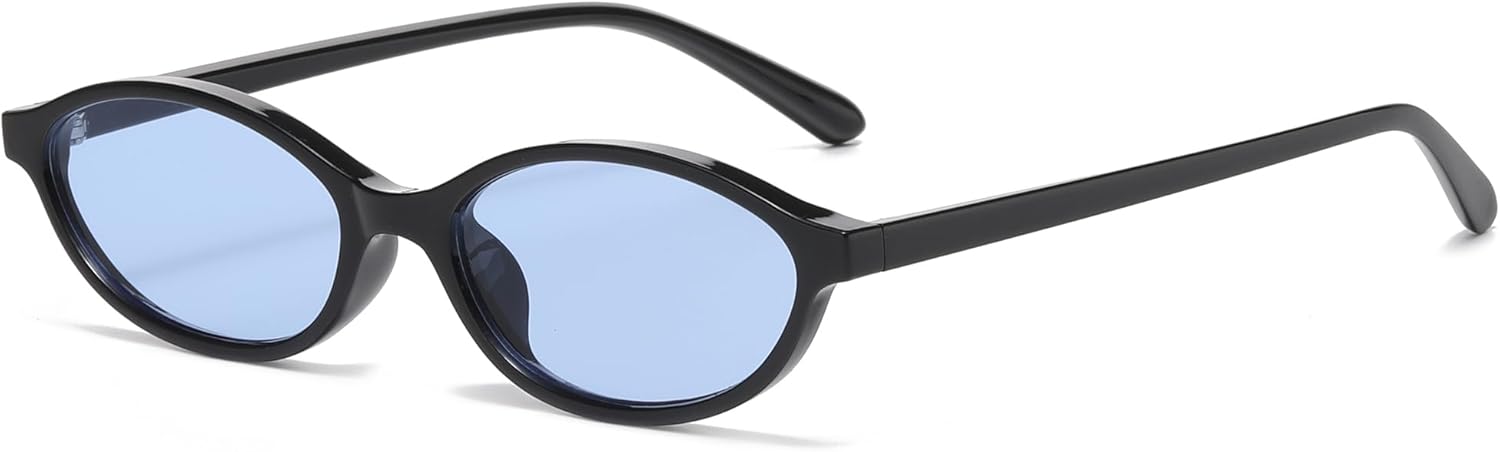 

Солнцезащитные очки NULOOQ в стиле ретро, ​​овальные, «кошачий глаз», для женщин, модные маленькие узкие солнцезащитные очки в стиле 90-х. Дизайнерские солнцезащитные очки, C7* Black Frame/Ocean Blue Lens